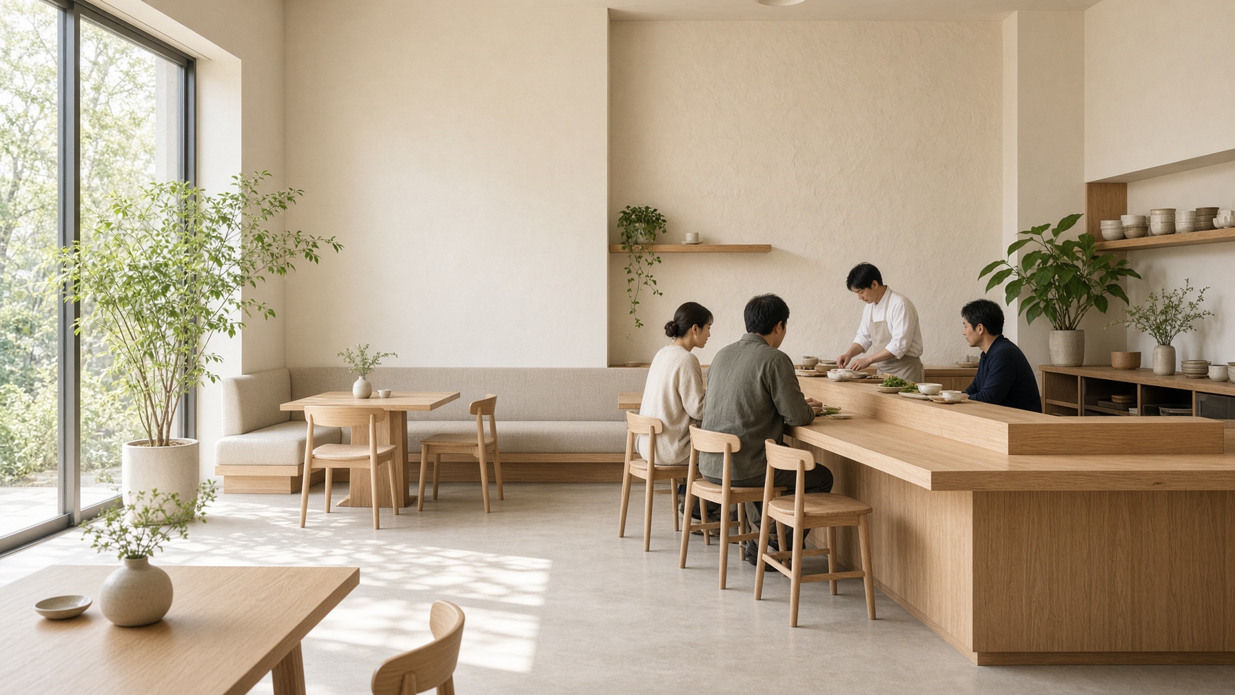 Светлый зал Asushi Bistro